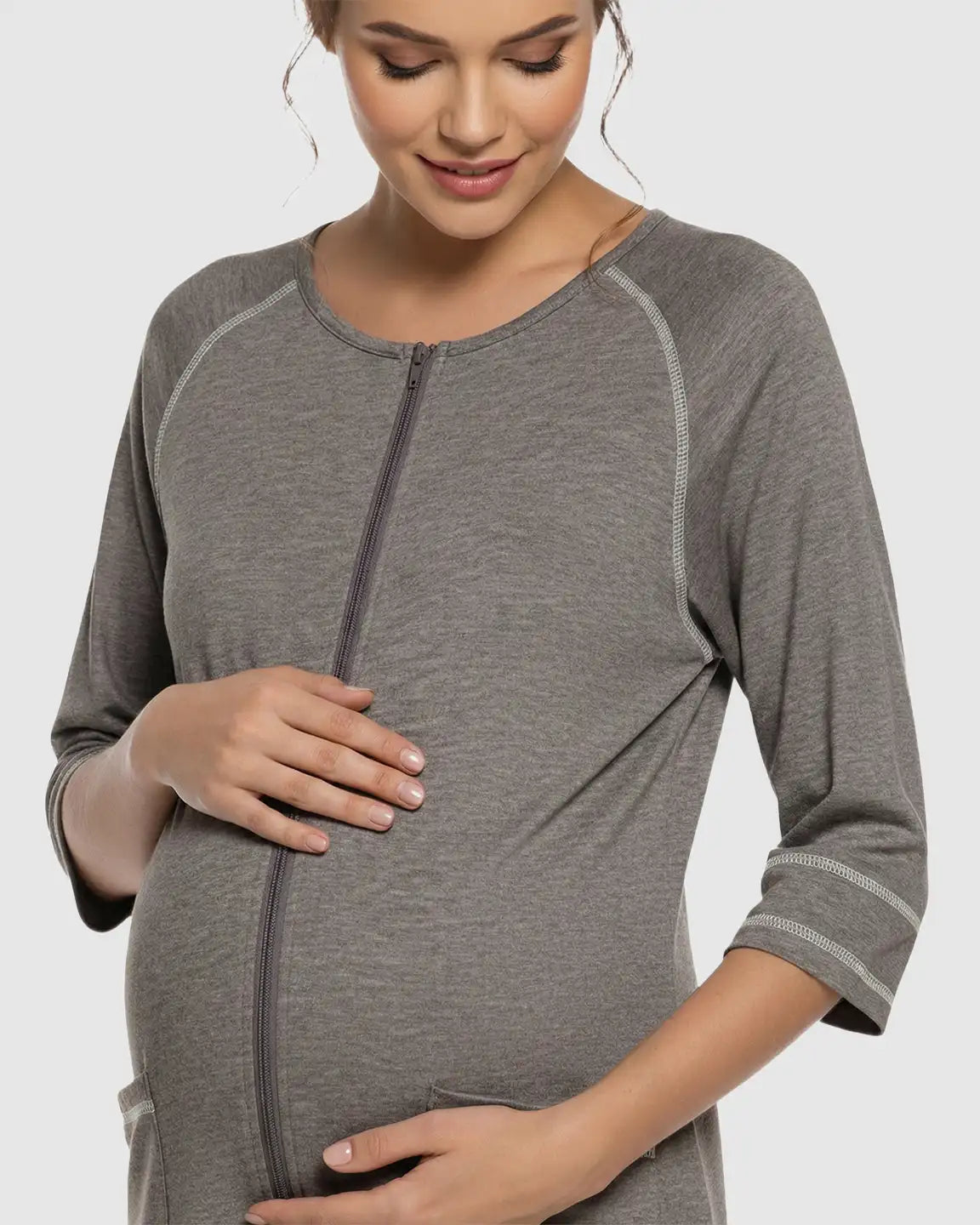 Bump Society – The Nursing Collection: Front Zipper Loose Fit Maternity Nursing Dress