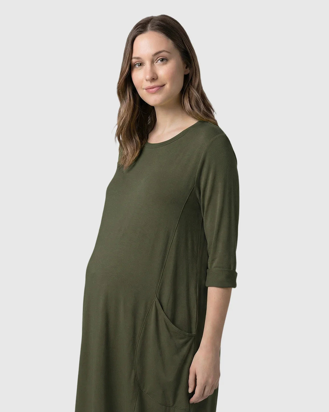 Bump Society – The Comfort Collection: Oversized Pocketed Maternity T Shirt Dress
