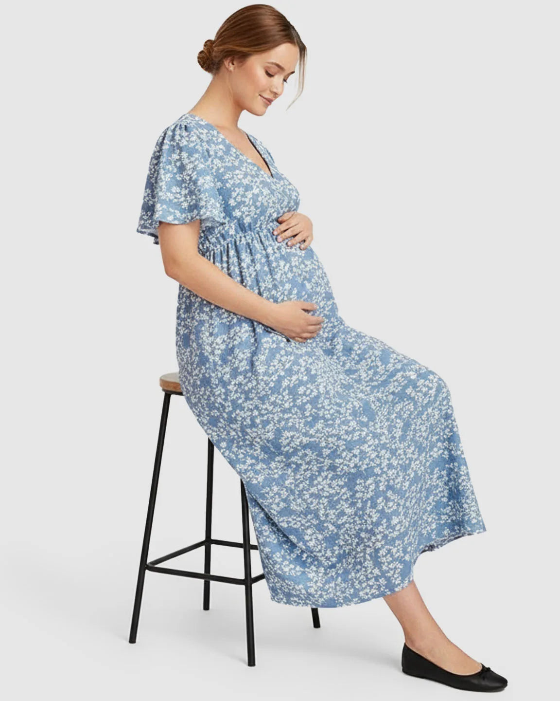 Bump Society – The Comfort Collection: Cinched Waist Bohemian Maternity Maxi Dress