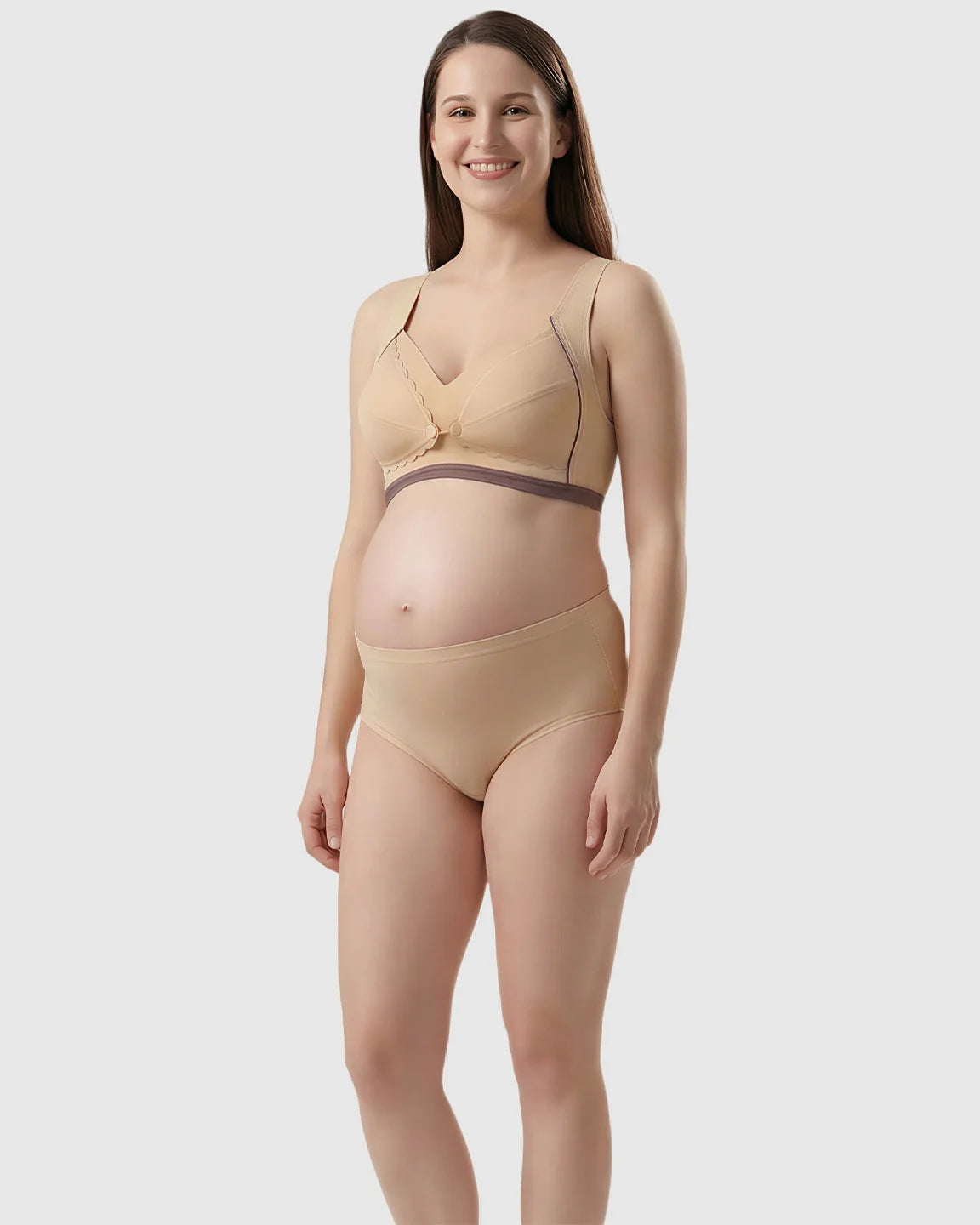 Bump Society – The Nursing Collection: Scalloped V-Neck Contrast Trim Nursing Bra
