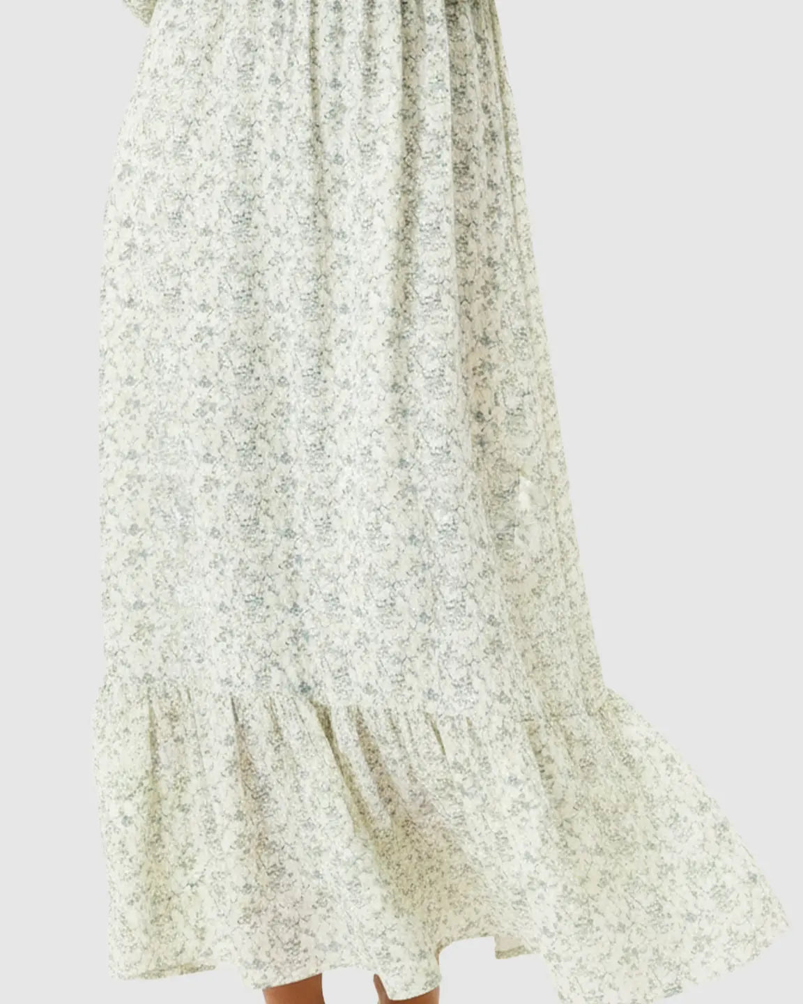 Bump Society – The Comfort Collection: Puffed Long-Sleeve Tiered Skirt Maternity Maxi Dress