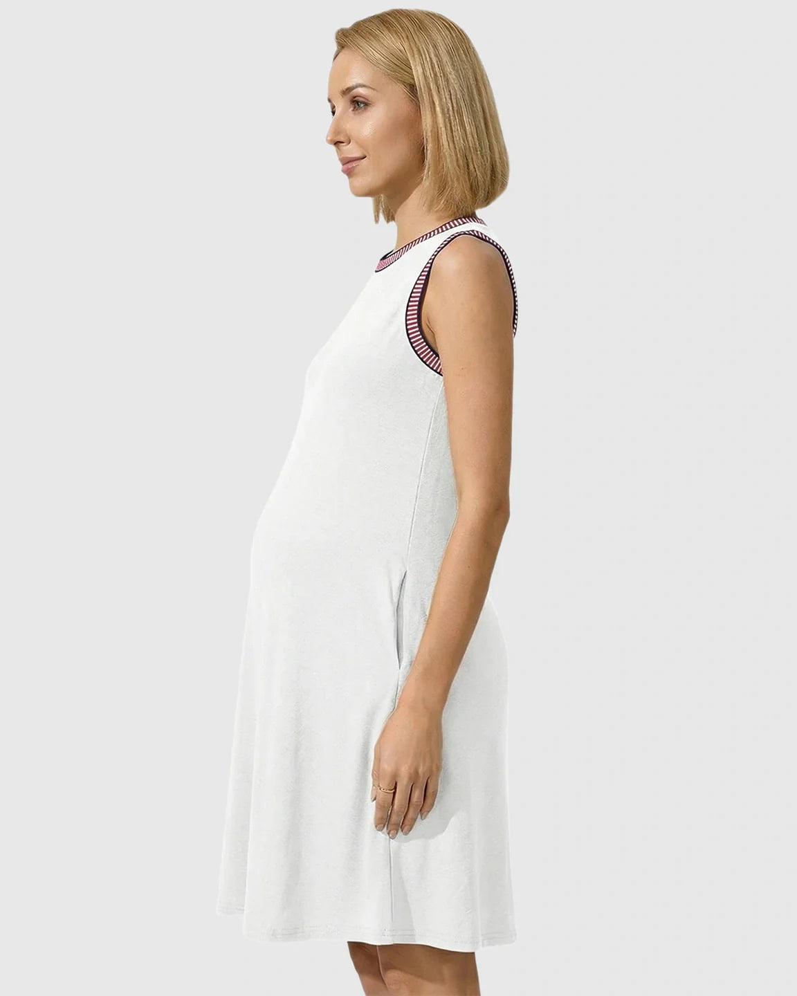 Bump Society – The Comfort Collection: Sleeveless Mid-Waist Umbrella Skirt Maternity Dress