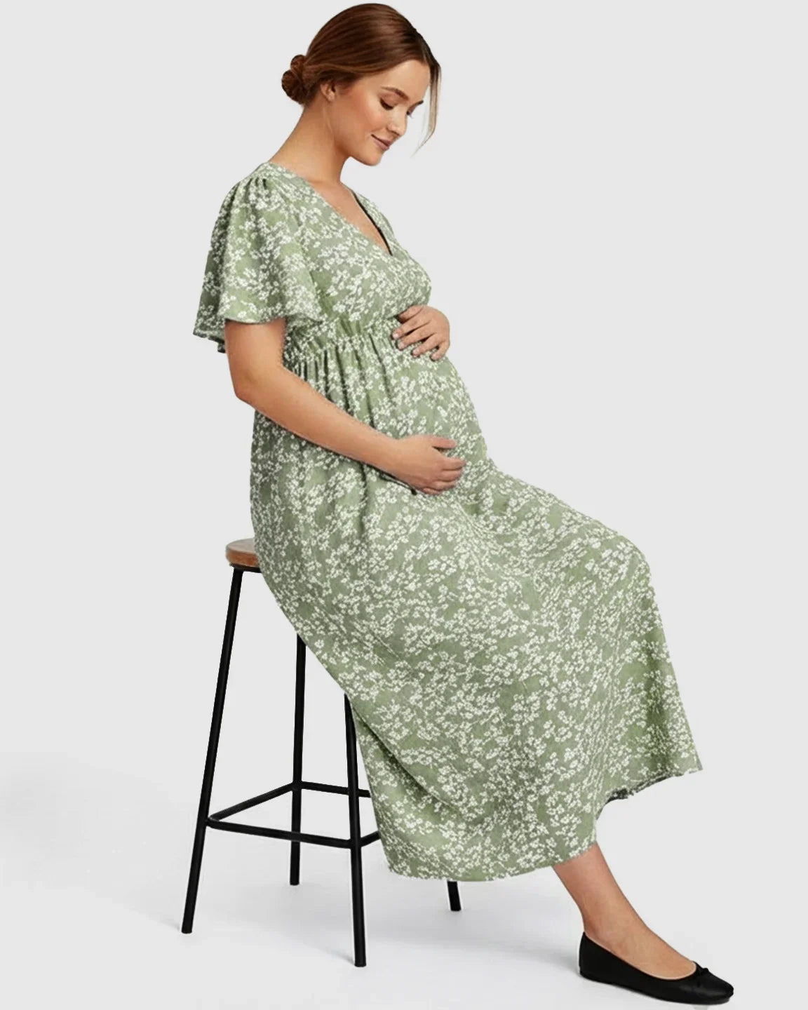 Bump Society – The Comfort Collection: V-neck Bohemian Style Maternity Maxi Dress