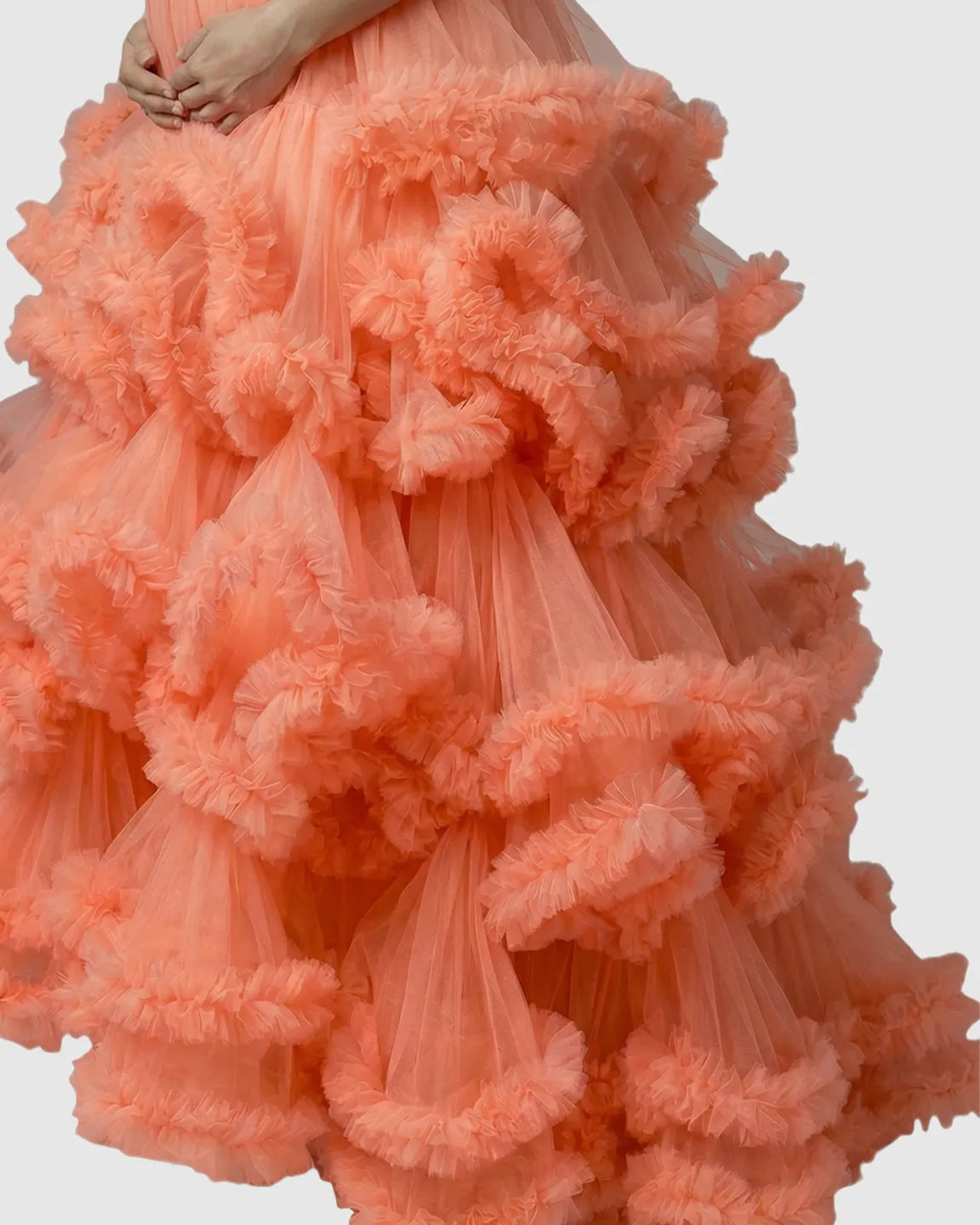 Bump Society – The Comfort Collection: Strapless Bodice Multi-Layered Ruffled Skirt Maternity Photoshoot Dress