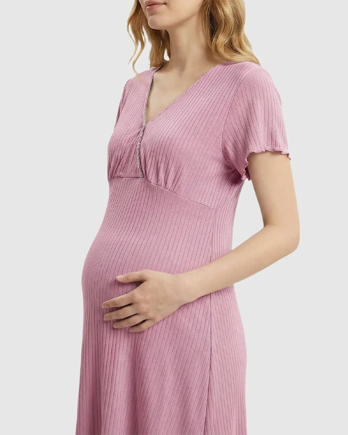 Bump Society – The Nursing Collection: Hidden Nursing Access K-Fashion Maternity Lounge Dress