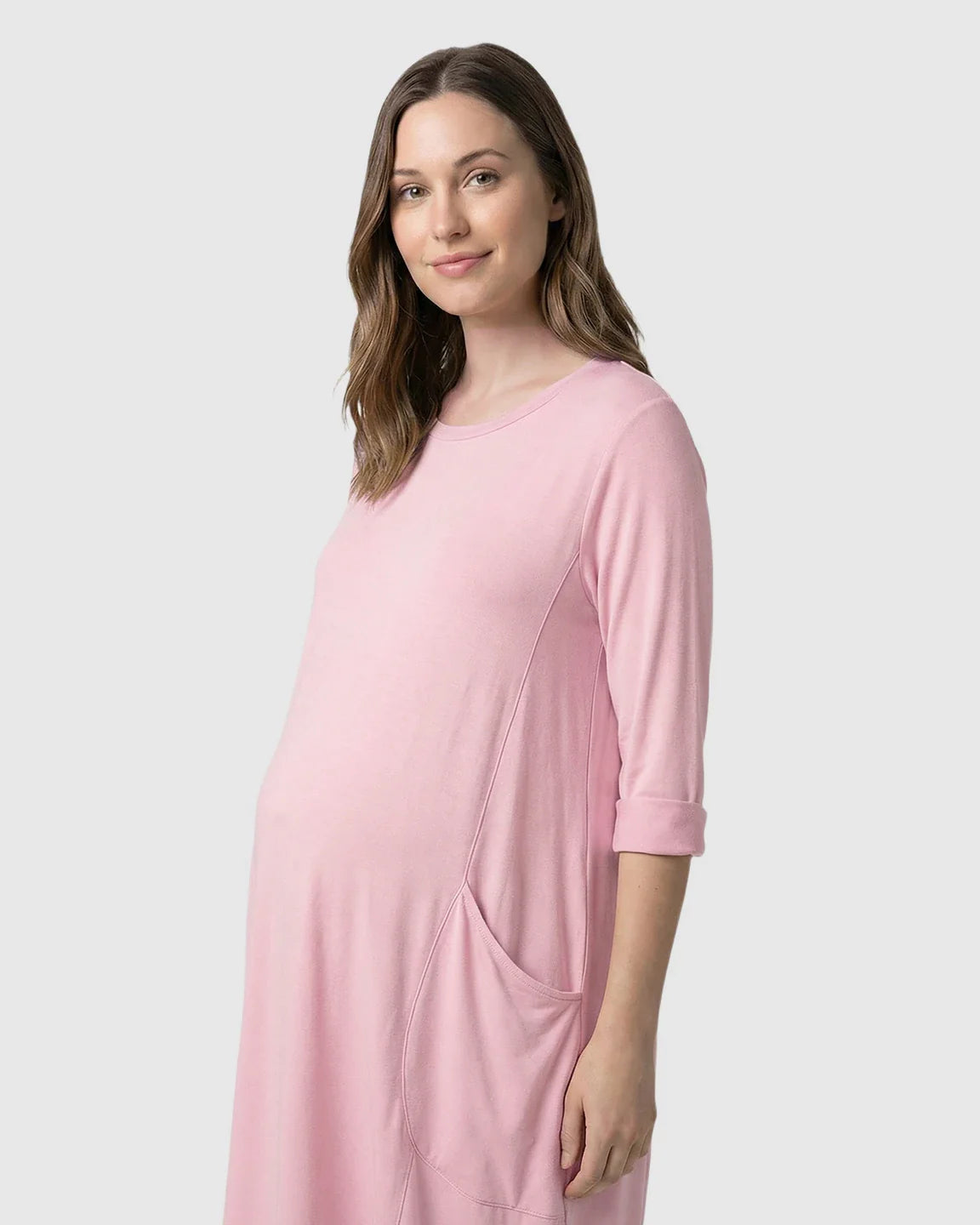Bump Society – The Comfort Collection: Oversized Pocketed Maternity T Shirt Dress