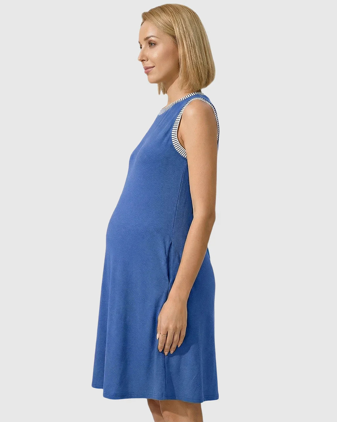 Bump Society – The Comfort Collection: Sleeveless Mid-Waist Umbrella Skirt Maternity Dress