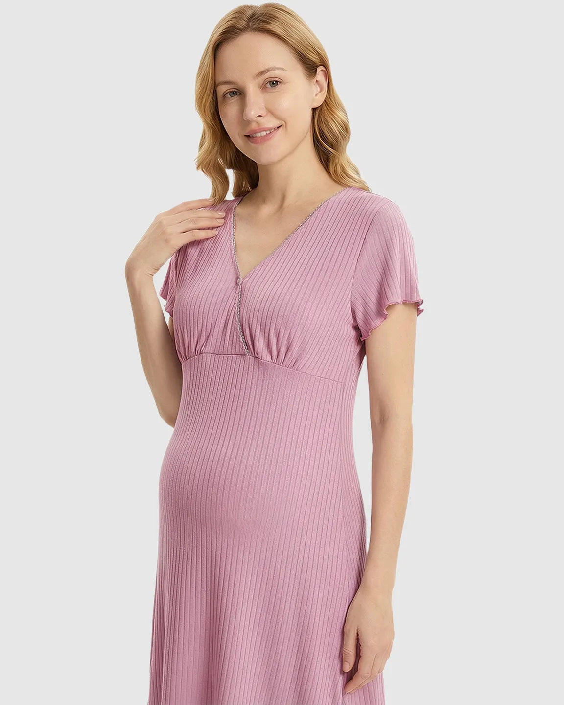 Bump Society – The Nursing Collection: Hidden Nursing Access K-Fashion Maternity Lounge Dress