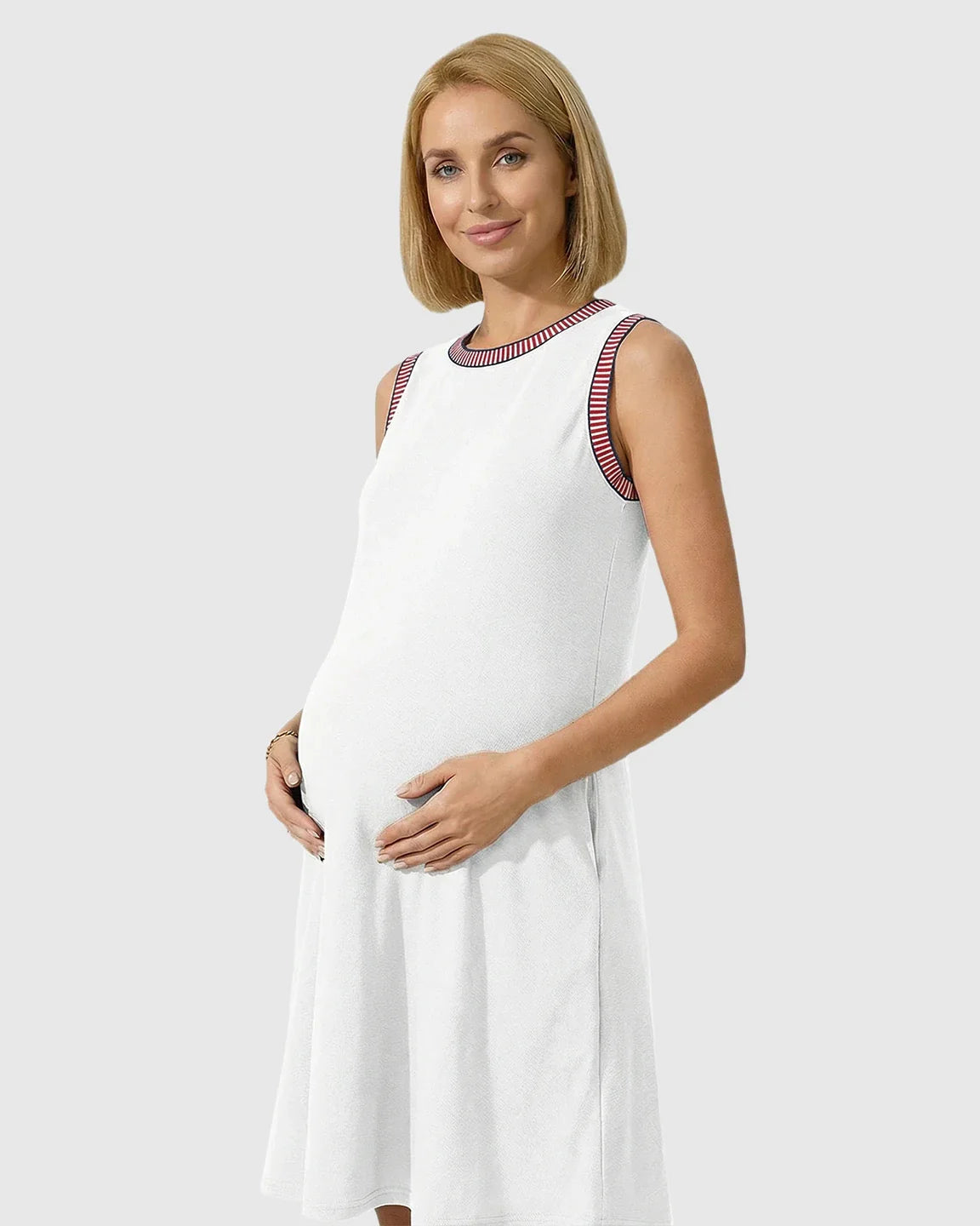 Bump Society – The Comfort Collection: Sleeveless Mid-Waist Umbrella Skirt Maternity Dress