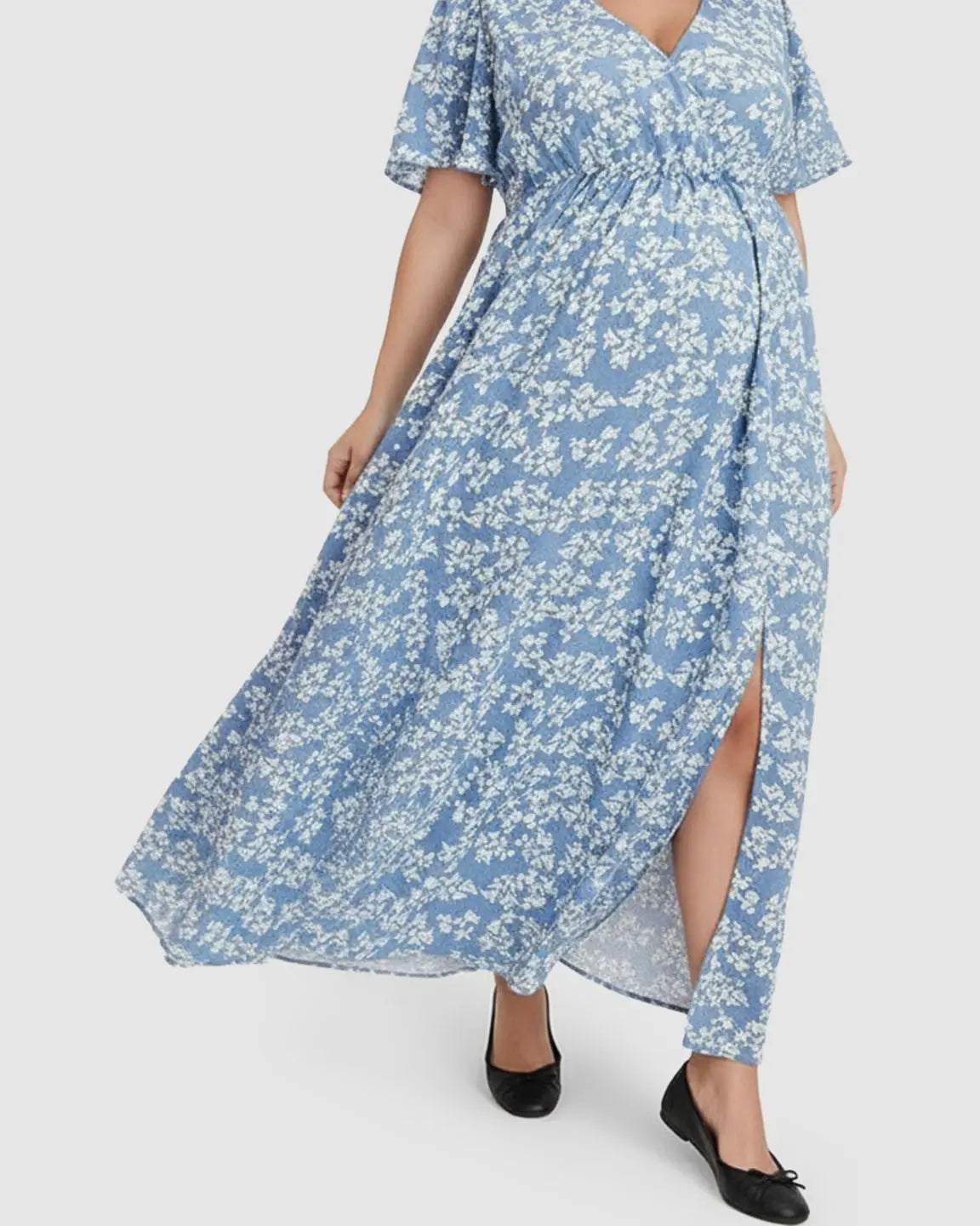 Bump Society – The Comfort Collection: Cinched Waist Bohemian Maternity Maxi Dress