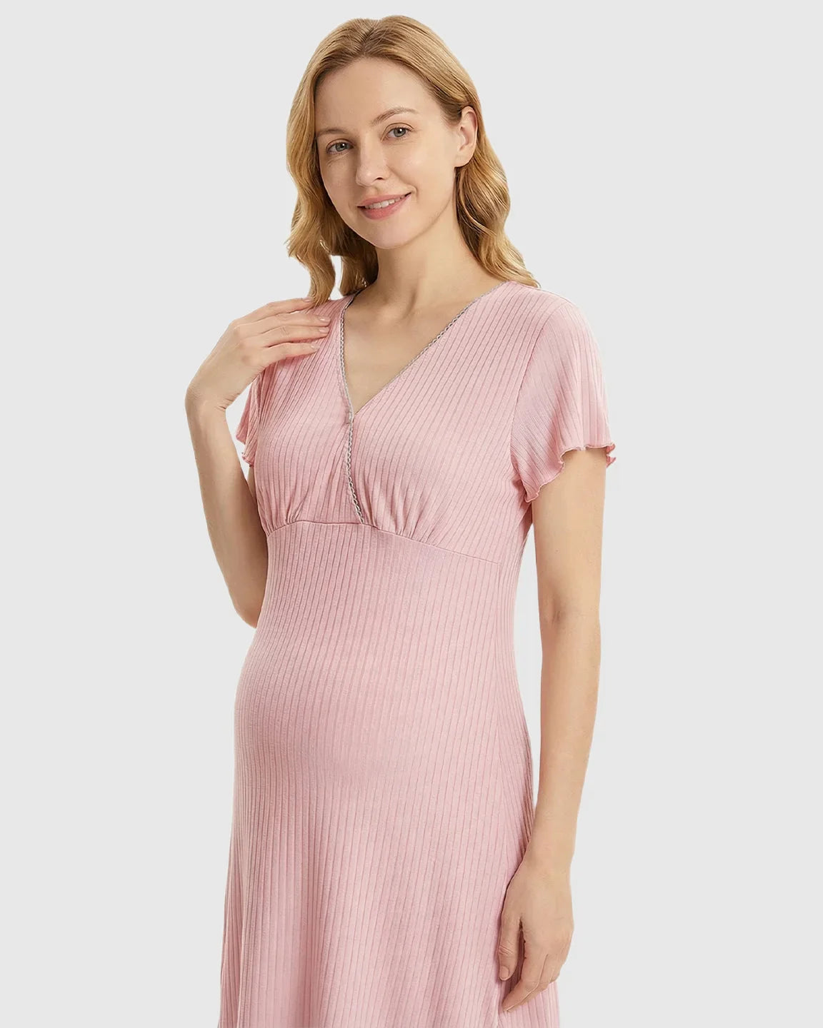 Bump Society – The Nursing Collection: Hidden Nursing Access K-Fashion Maternity Lounge Dress