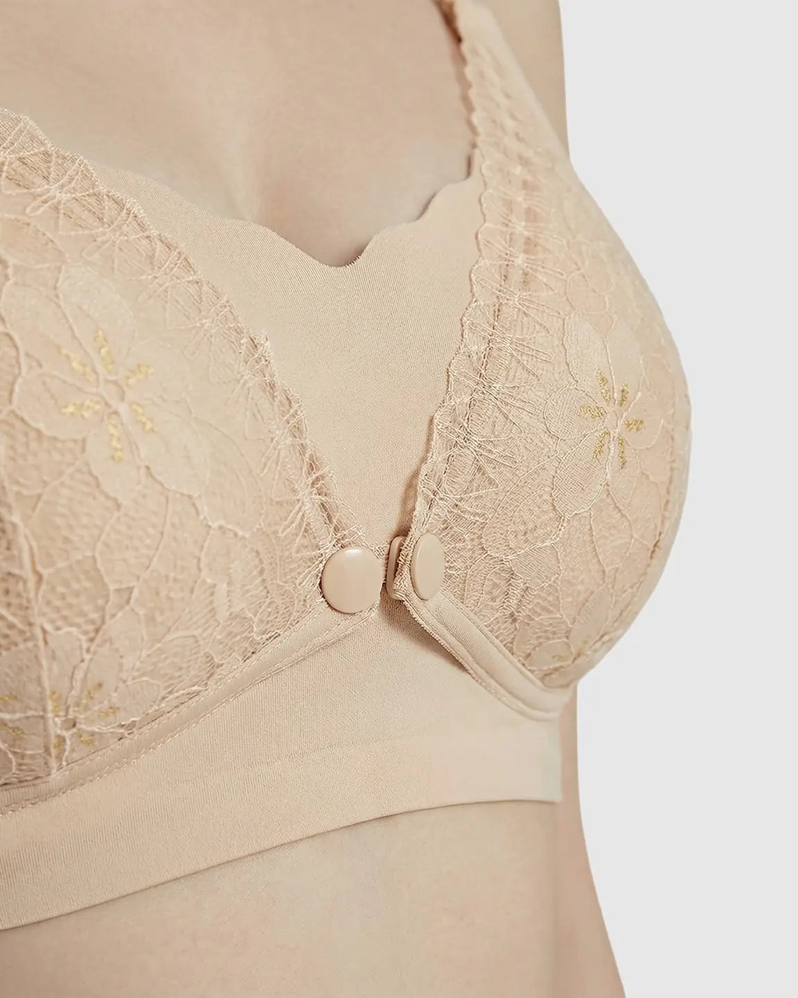 Bump Society – The Nursing Collection: Snap Front Lace-Pattern Nursing Bra