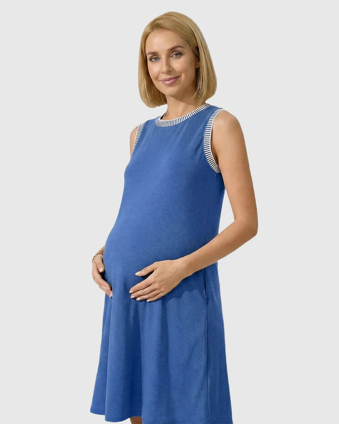 Bump Society – The Comfort Collection: Sleeveless Mid-Waist Umbrella Skirt Maternity Dress