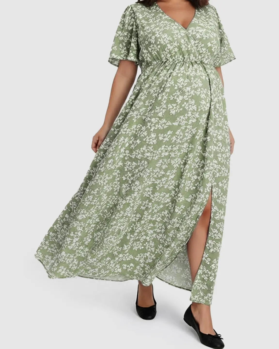 Bump Society – The Comfort Collection: V-neck Bohemian Style Maternity Maxi Dress