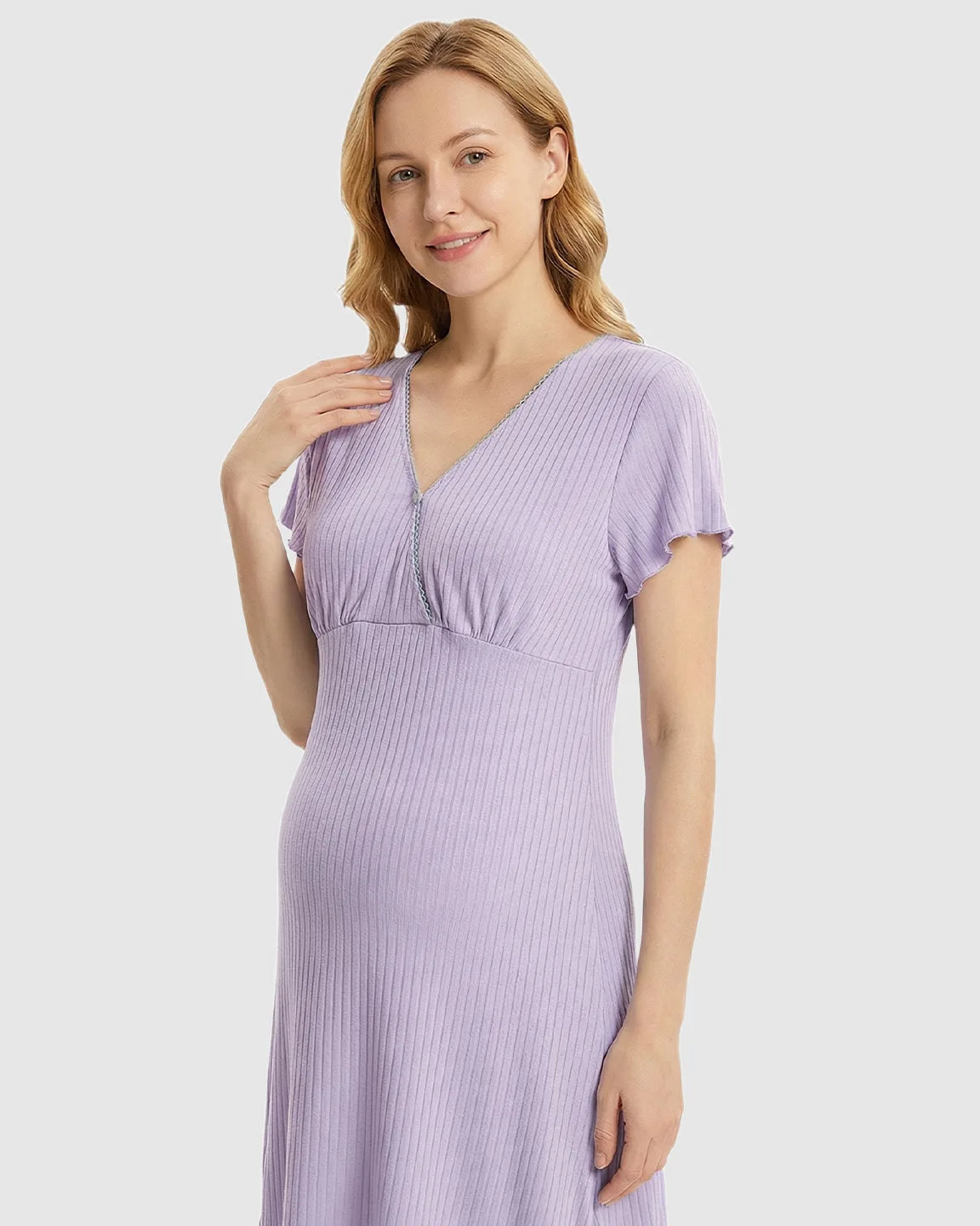 Bump Society – The Nursing Collection: Hidden Nursing Access K-Fashion Maternity Lounge Dress