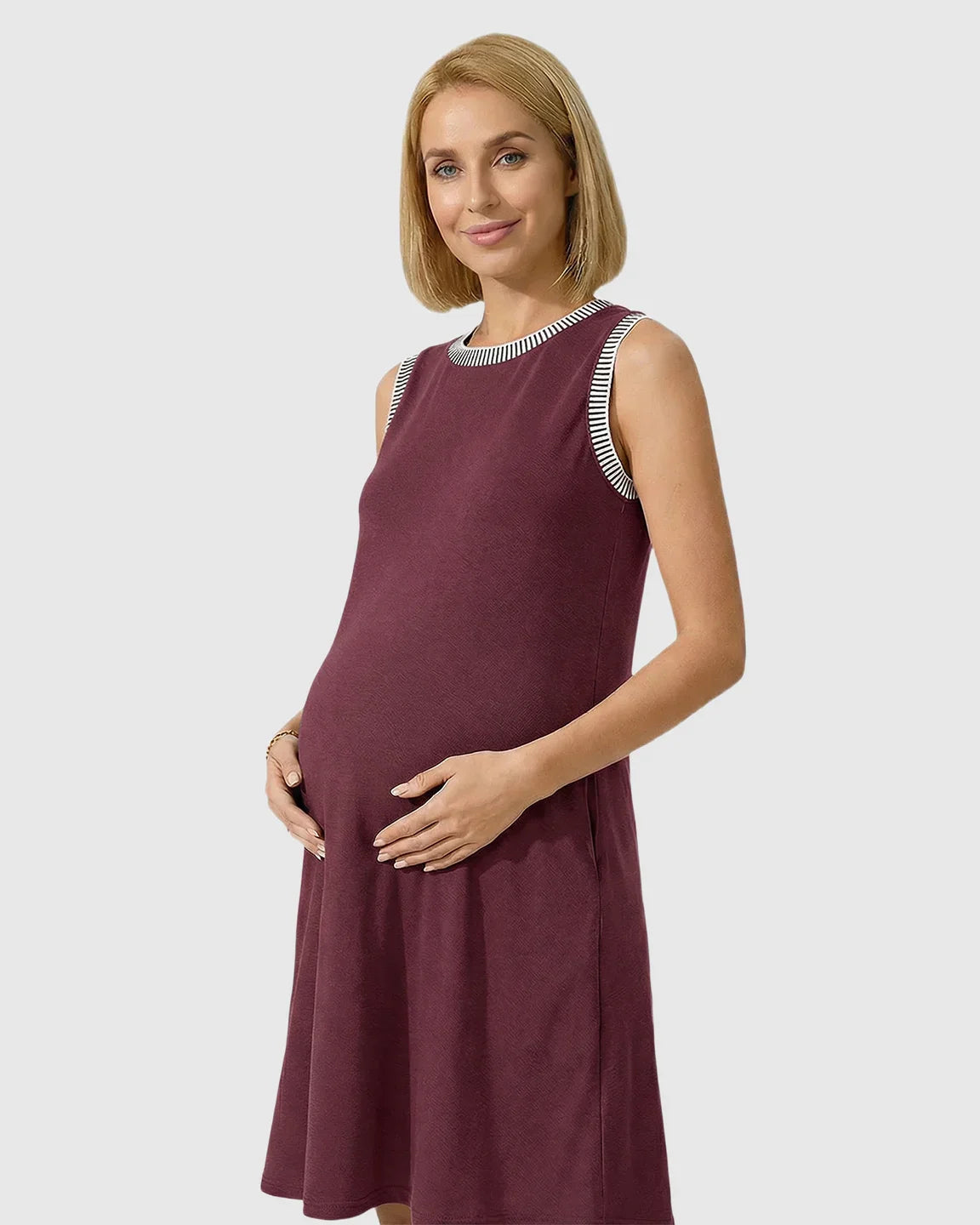 Bump Society – The Comfort Collection: Sleeveless Mid-Waist Umbrella Skirt Maternity Dress