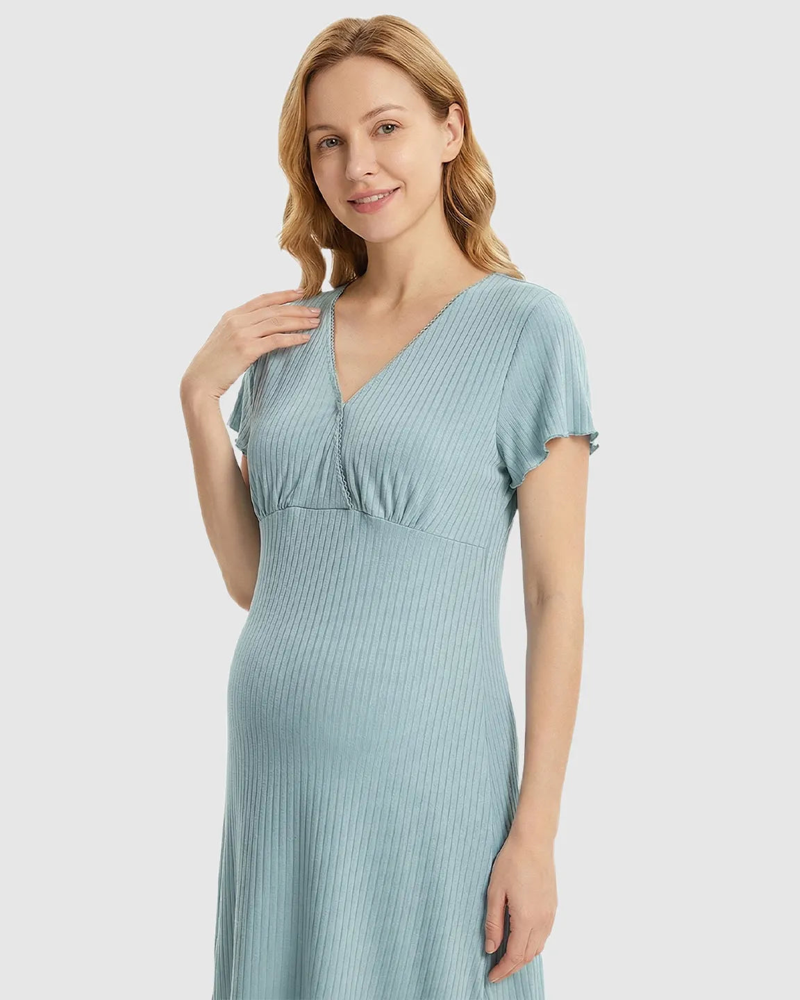 Bump Society – The Nursing Collection: Hidden Nursing Access K-Fashion Maternity Lounge Dress