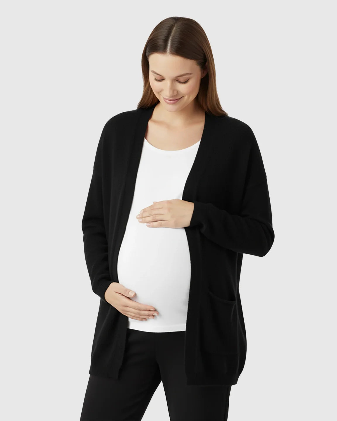 Bump Society – The Comfort Collection: Cozy Wool Blend Long Knit Maternity Cardigan