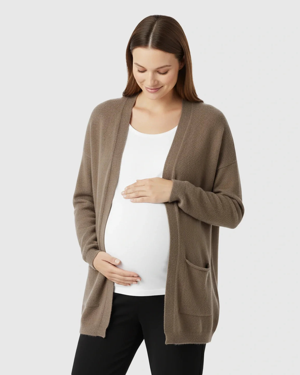 Bump Society – The Comfort Collection: Cozy Wool Blend Long Knit Maternity Cardigan