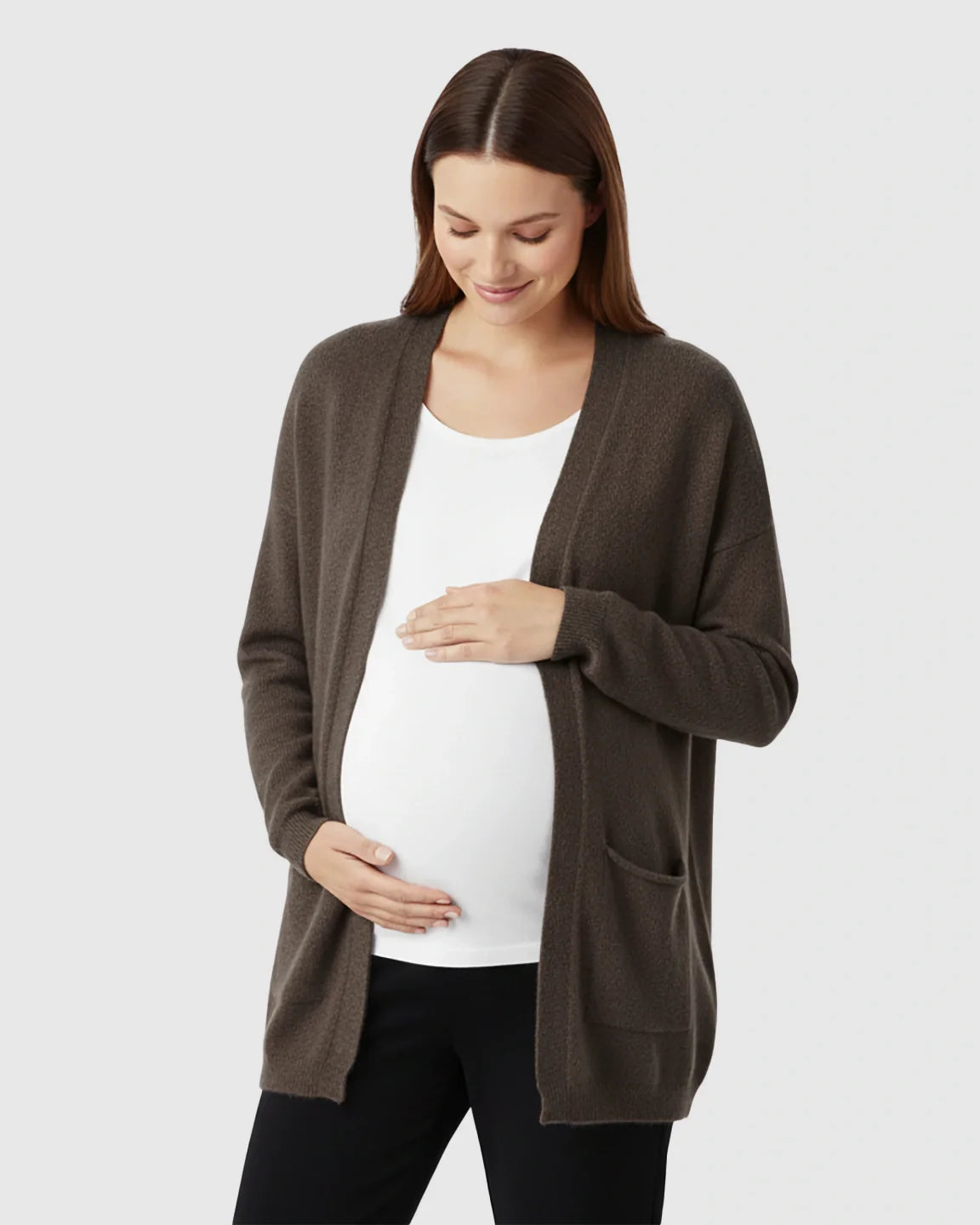 Bump Society – The Comfort Collection: Cozy Wool Blend Long Knit Maternity Cardigan