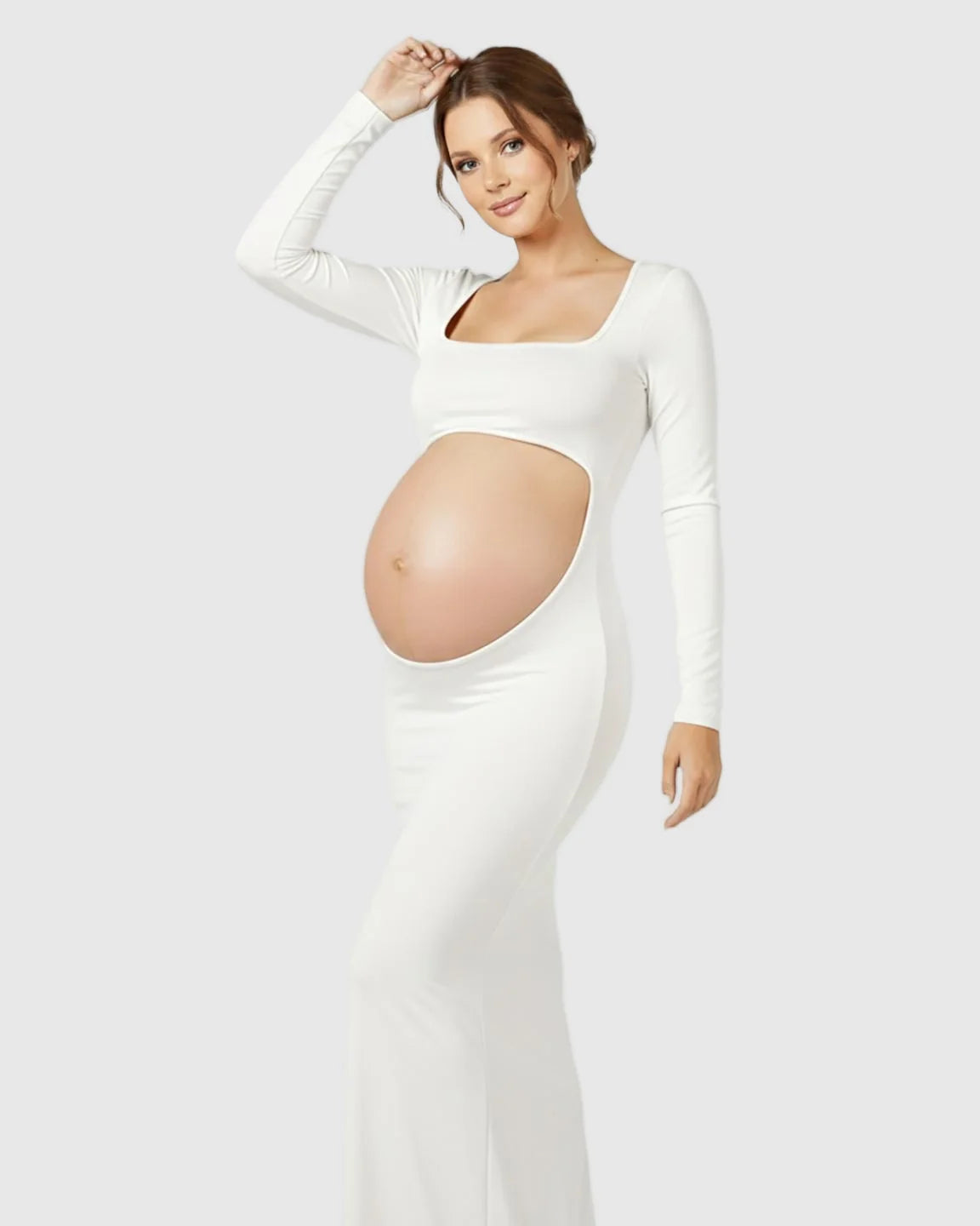 Bump Society – The Comfort Collection: Square Neck Cut Out Maternity Photoshoot Gown