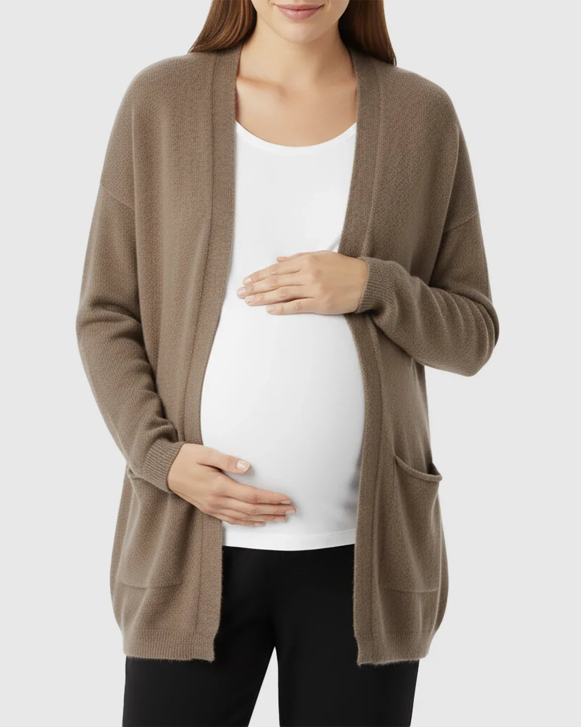 Bump Society – The Comfort Collection: Cozy Wool Blend Long Knit Maternity Cardigan