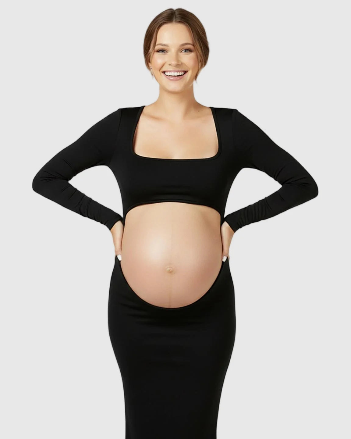 Bump Society – The Comfort Collection: Square Neck Cut Out Maternity Photoshoot Gown