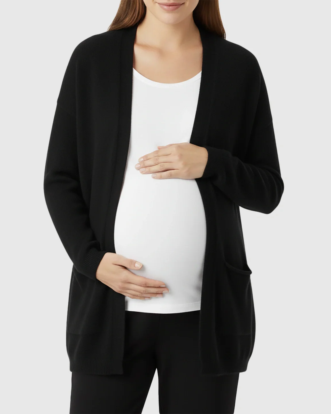Bump Society – The Comfort Collection: Cozy Wool Blend Long Knit Maternity Cardigan