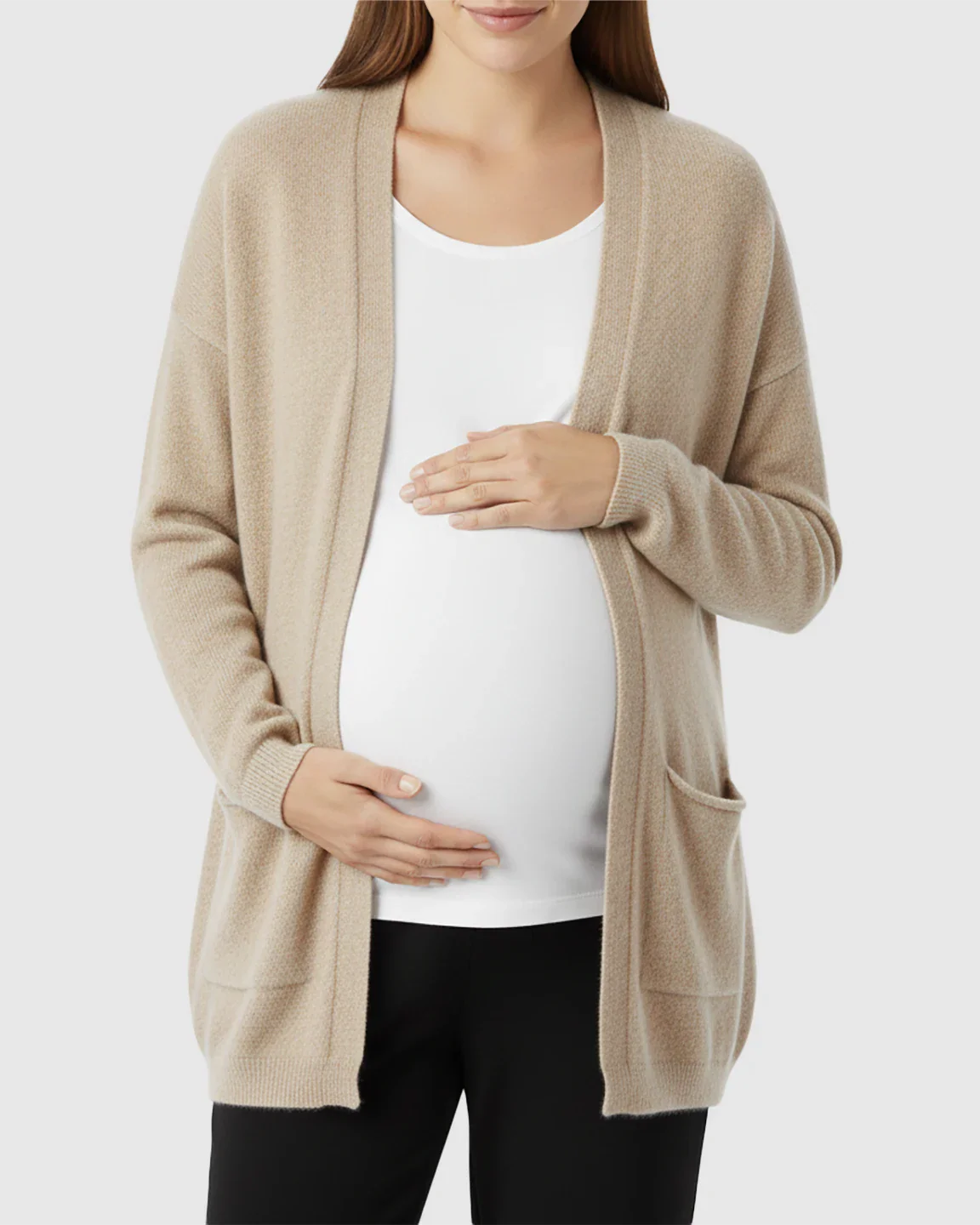 Bump Society – The Comfort Collection: Cozy Wool Blend Long Knit Maternity Cardigan