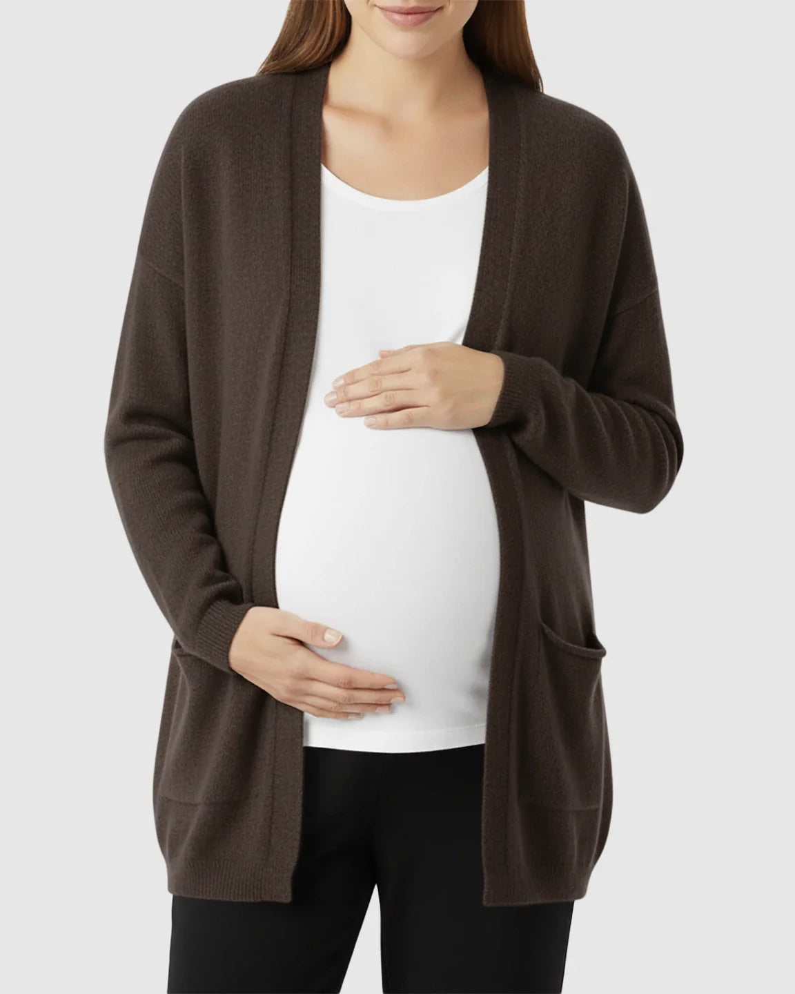 Bump Society – The Comfort Collection: Cozy Wool Blend Long Knit Maternity Cardigan