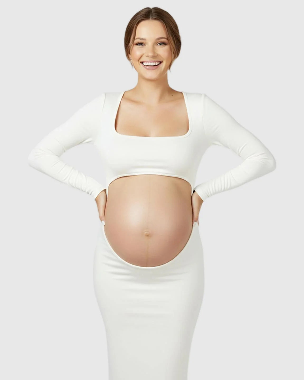 Bump Society – The Comfort Collection: Square Neck Cut Out Maternity Photoshoot Gown