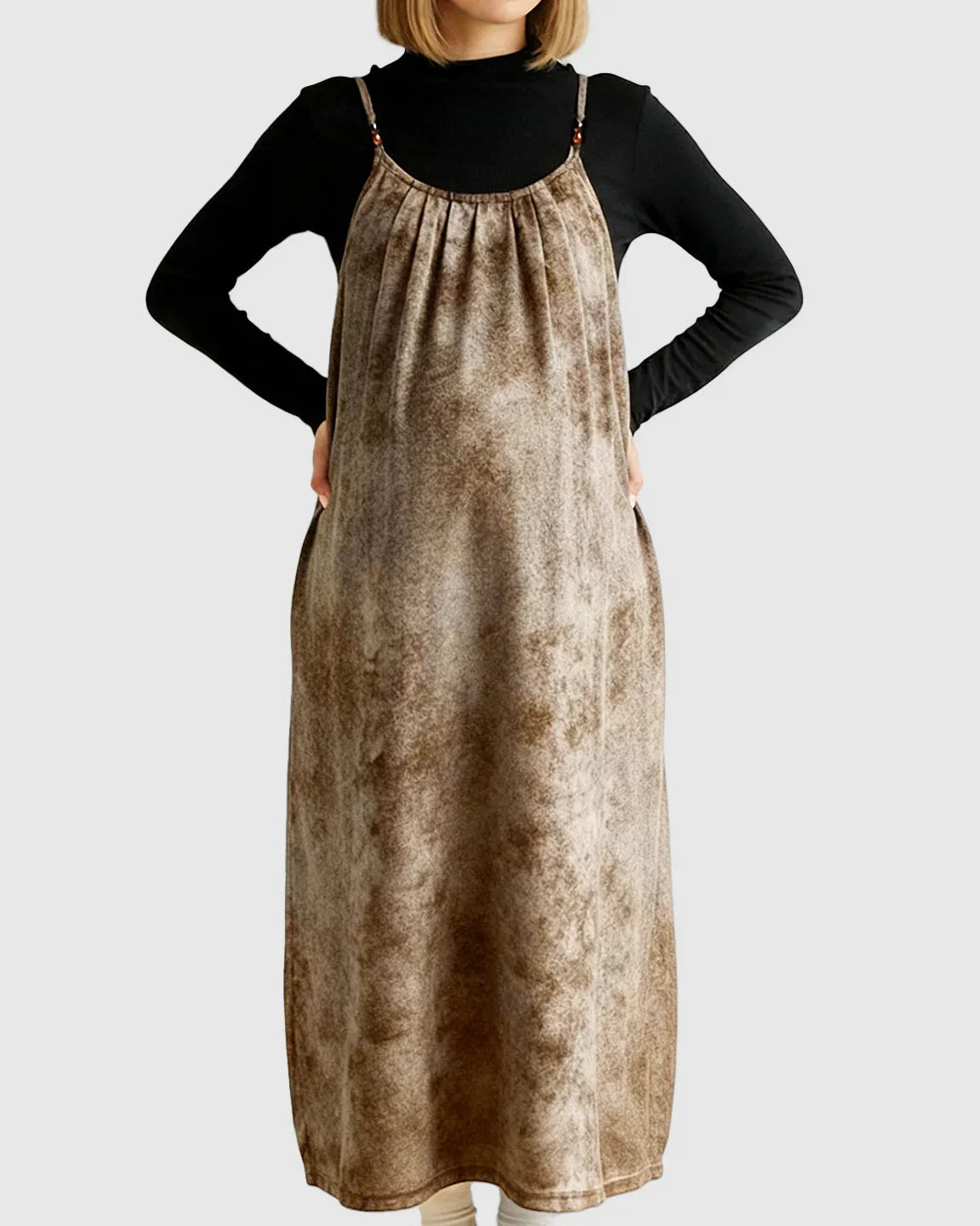 Bump Society – The Comfort Collection: Adjustable Strap Vintage-Style Maternity Suspender Midi Dress