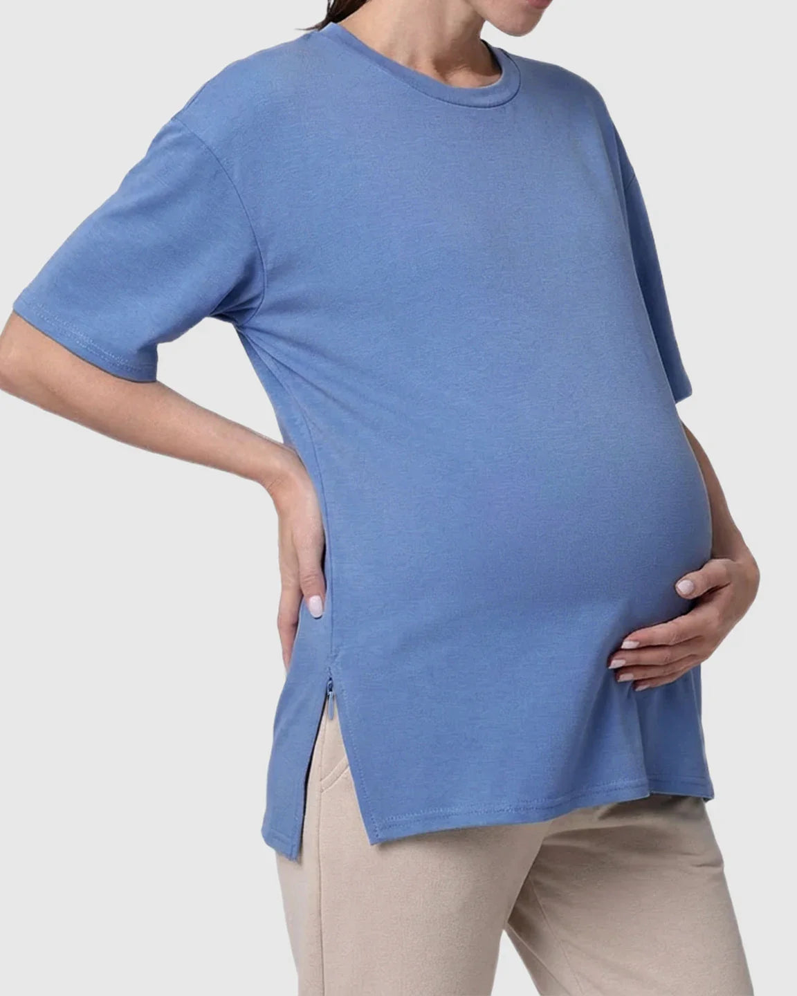 Bump Society – The Nursing Collection: Zipper Slits Casual Maternity Nursing T Shirt