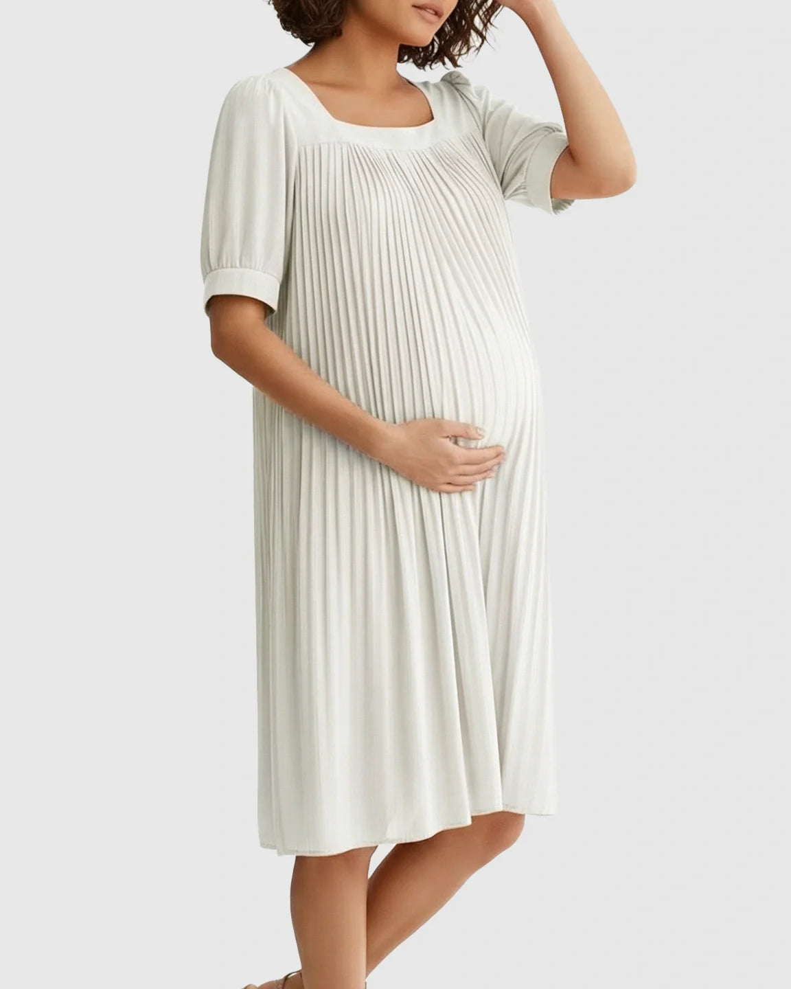 Bump Society – The Comfort Collection: Pleated Flowy Style Maternity Short Dress