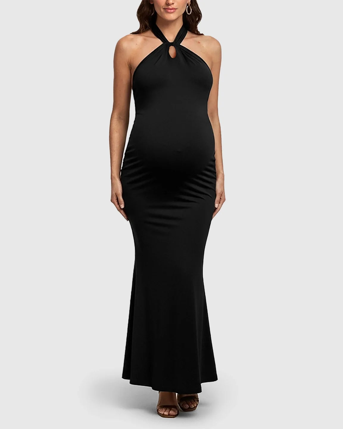 Bump Society – The Comfort Collection: Halter Neck Bump-Friendly Maternity Maxi Dress