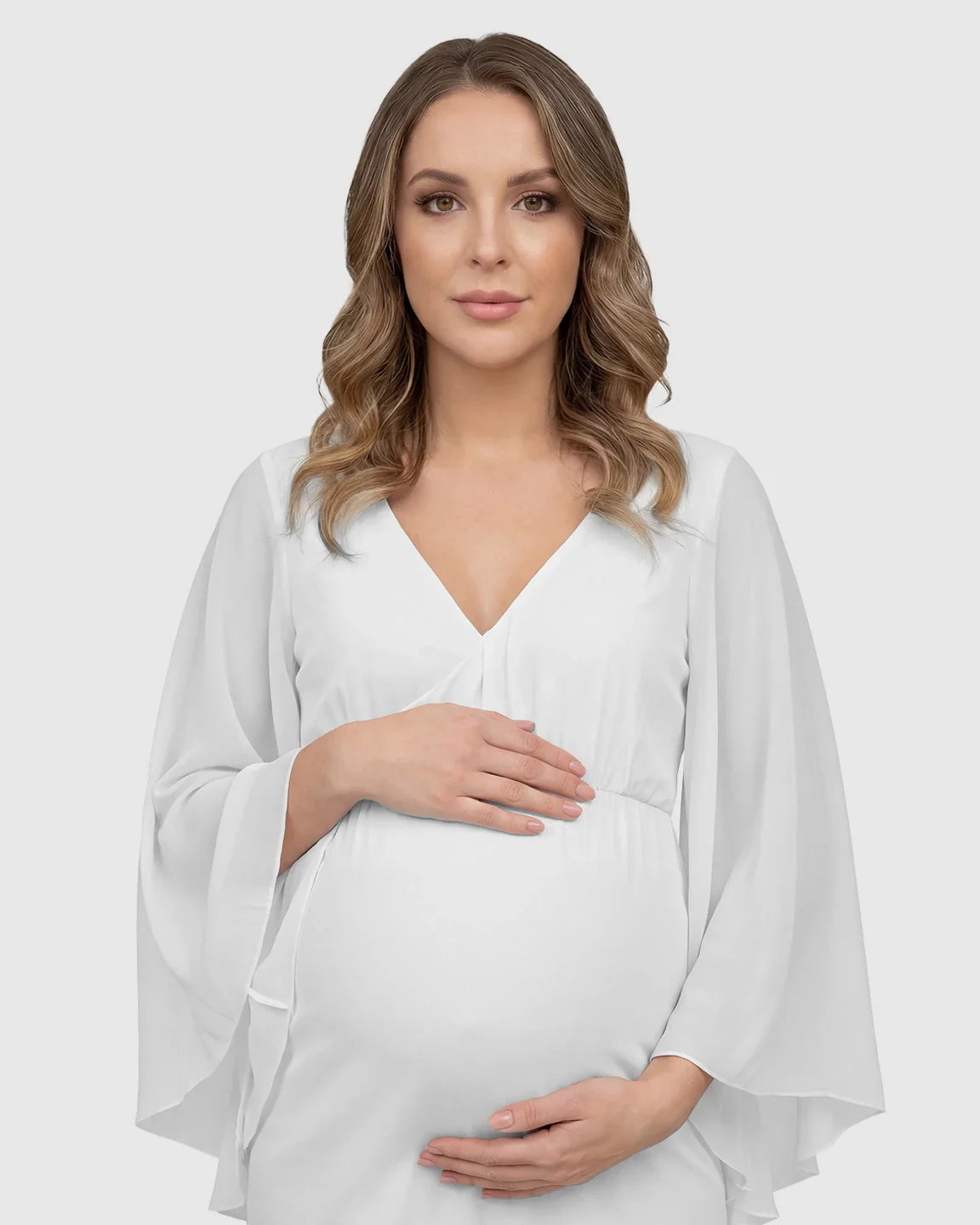 Bump Society – The Comfort Collection: Trailing Hem Elegant Maternity Photoshoot Gown