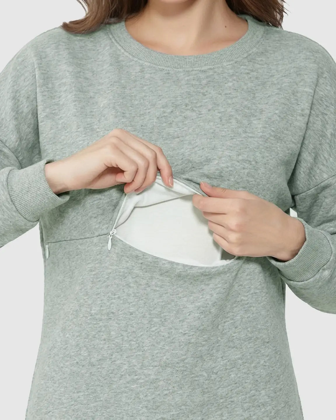 Bump Society – The Nursing Collection: Long-Sleeve Zipper Opening Maternity Nursing Top