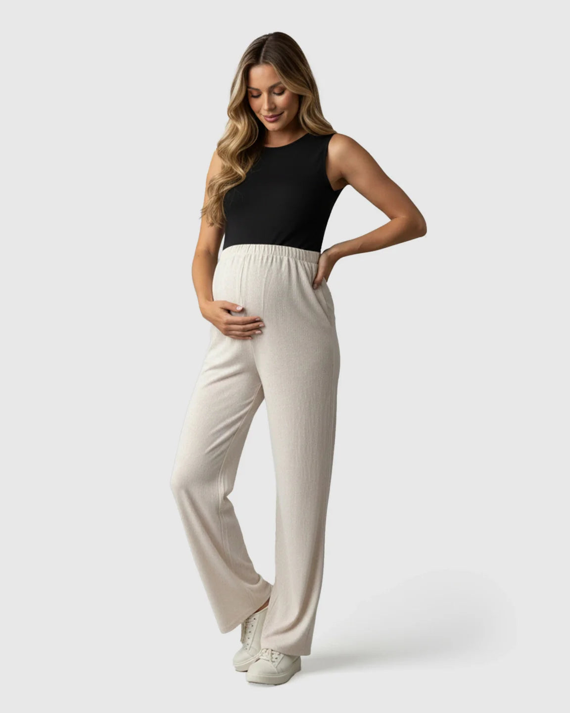 Bump Society – The Comfort Collection: Elastic Waist Wide Leg Maternity Pants