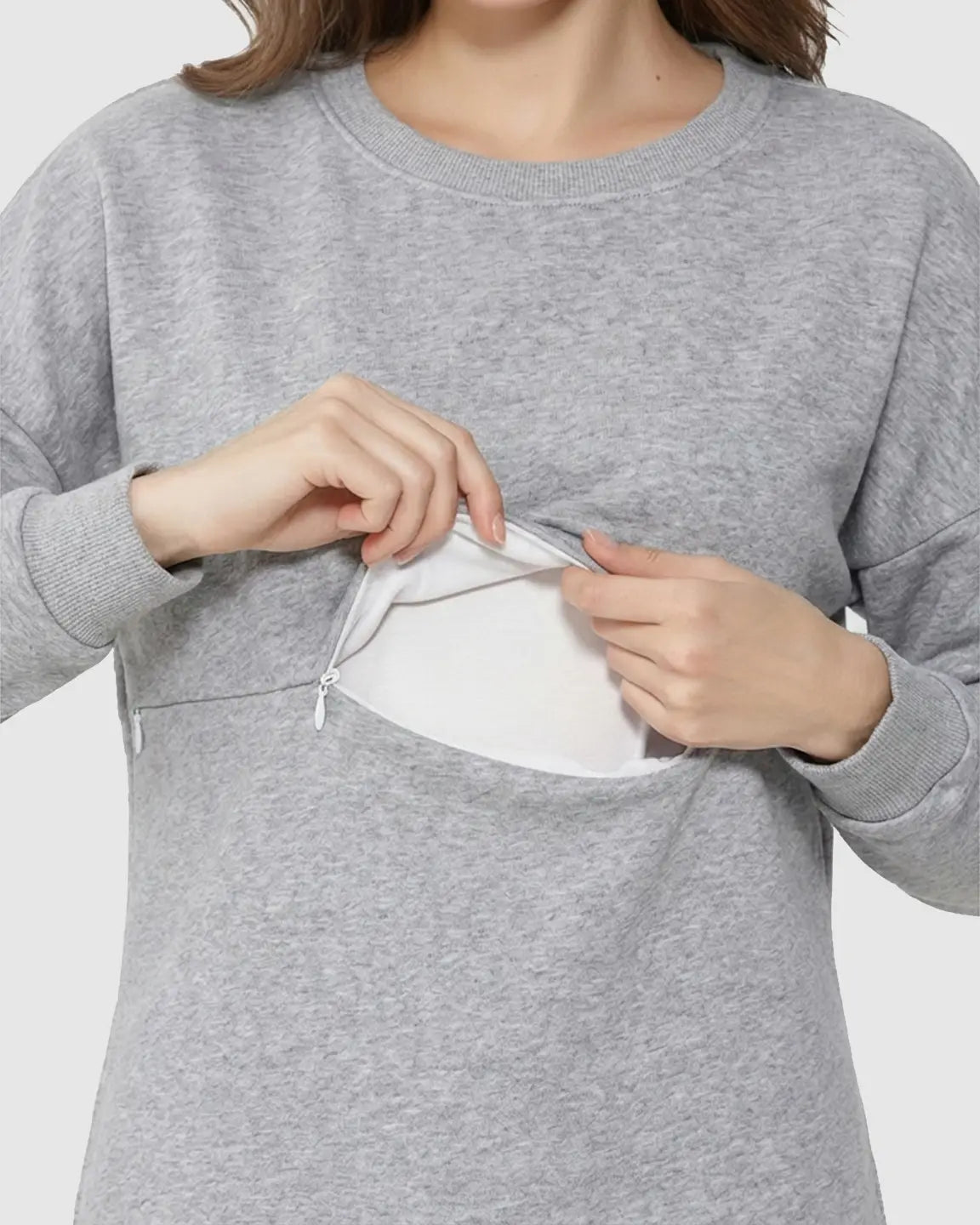 Bump Society – The Nursing Collection: Long-Sleeve Zipper Opening Maternity Nursing Top