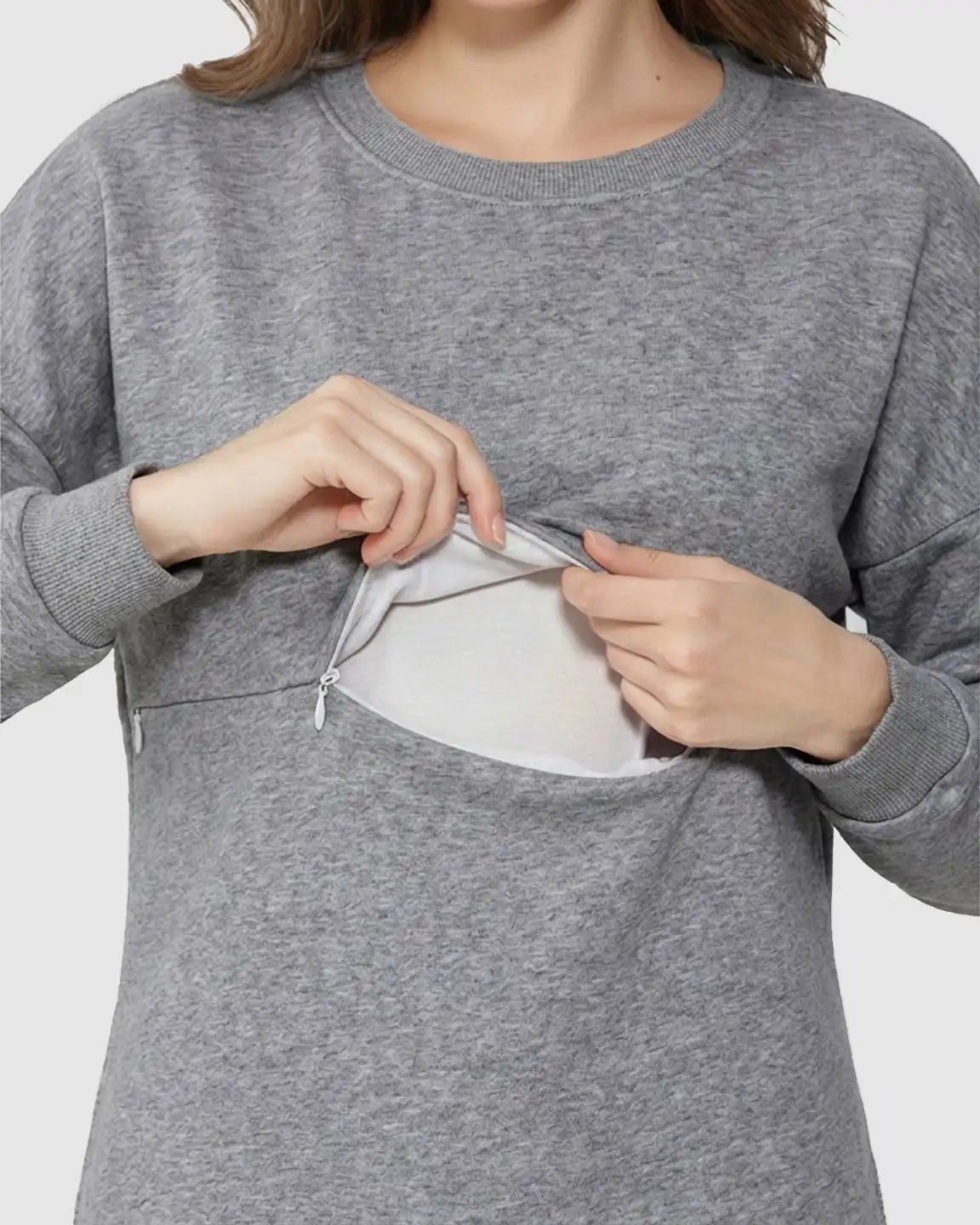 Bump Society – The Nursing Collection: Long-Sleeve Zipper Opening Maternity Nursing Top