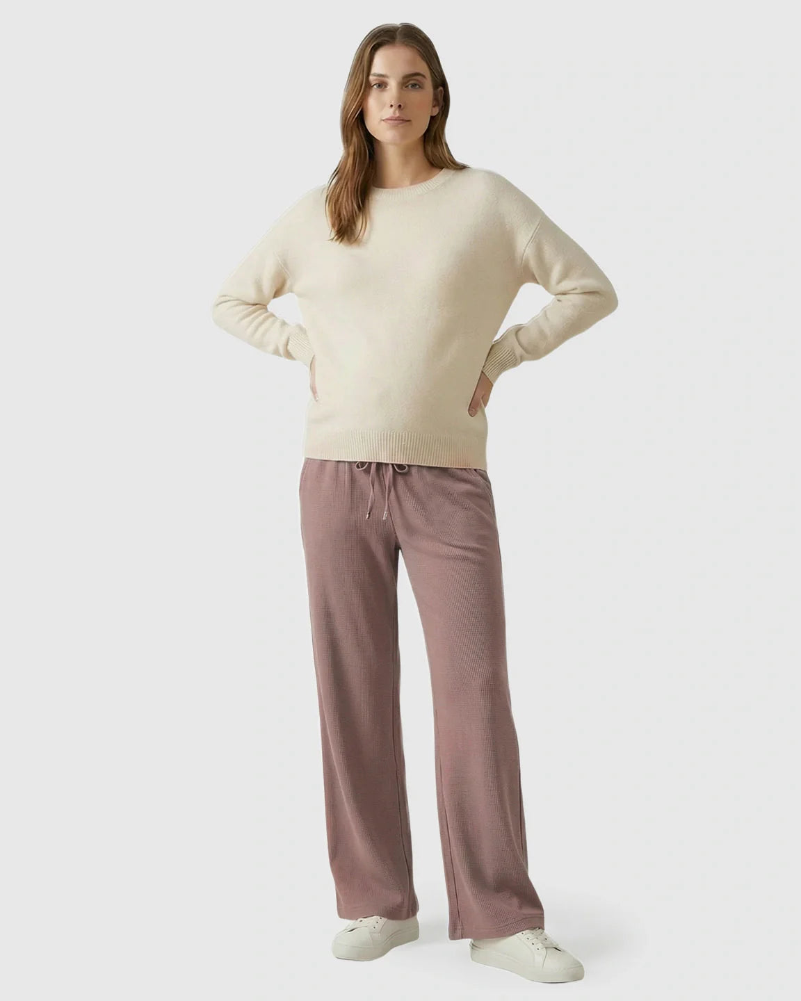 Bump Society – The Comfort Collection: Waffle Knit Wide-Leg Maternity Pants