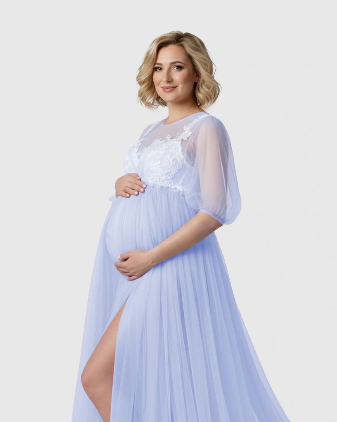 Bump Society – The Comfort Collection: Tulle Lace Swing Trail Maternity Photoshoot Dress