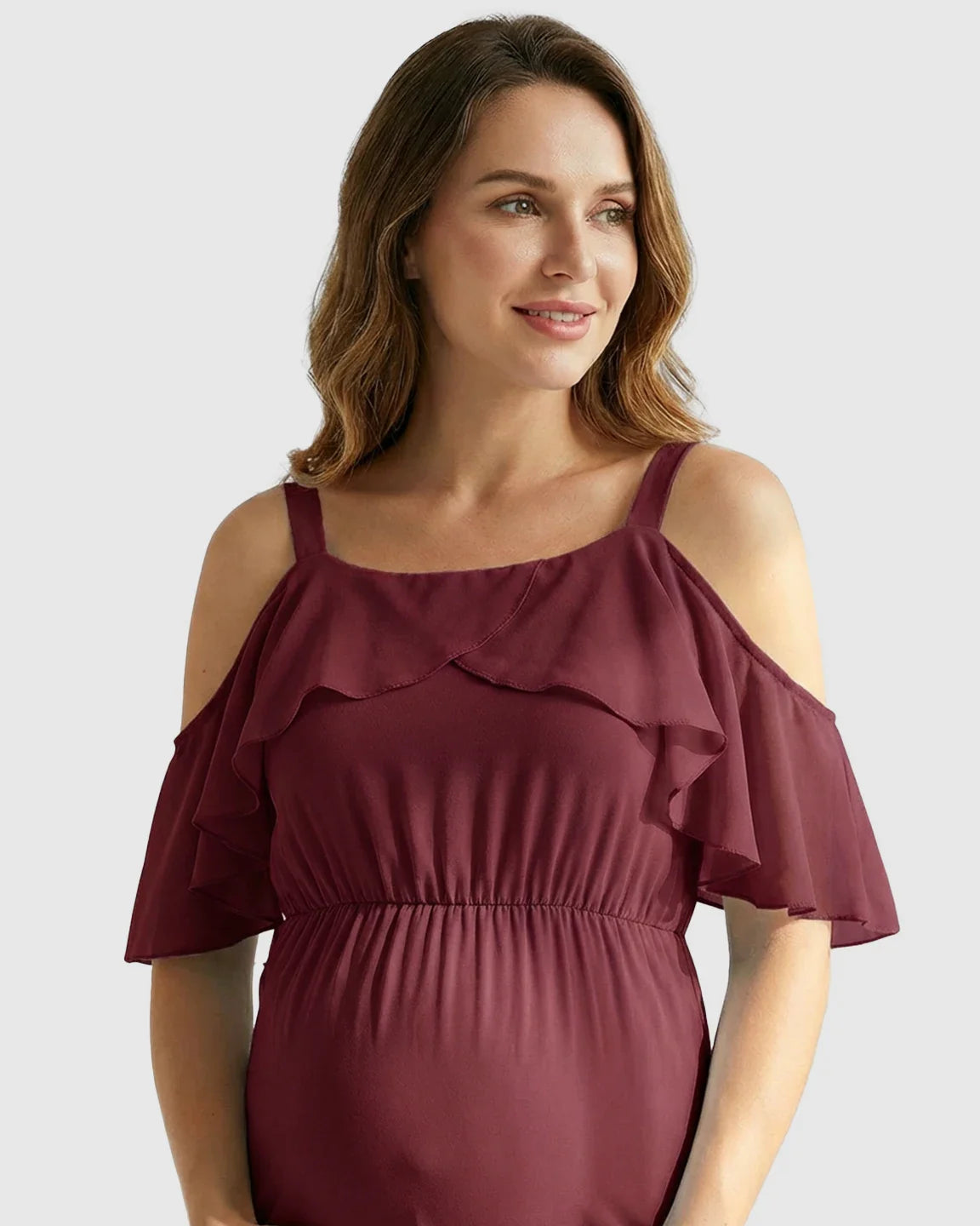 Bump Society – The Comfort Collection: Off-Shoulder Mermaid Trail Maternity Photoshoot Dress