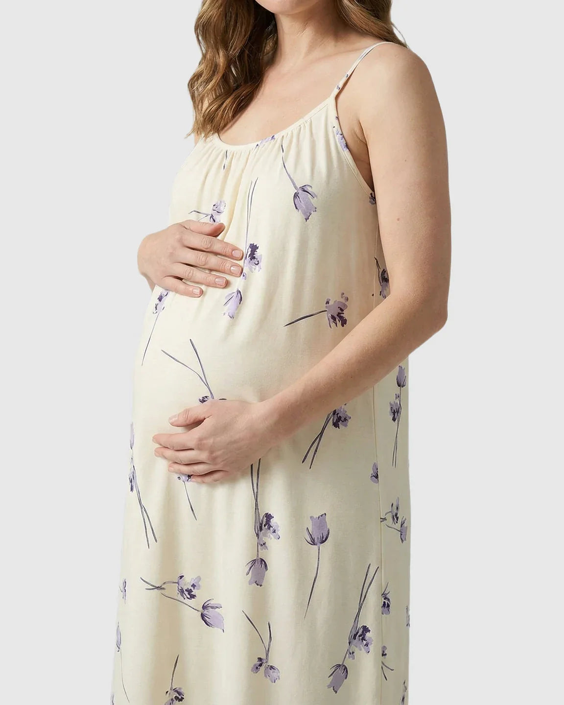 Bump Society – The Comfort Collection: Lavender Floral Built-In Bra Maternity Cami Nightdress