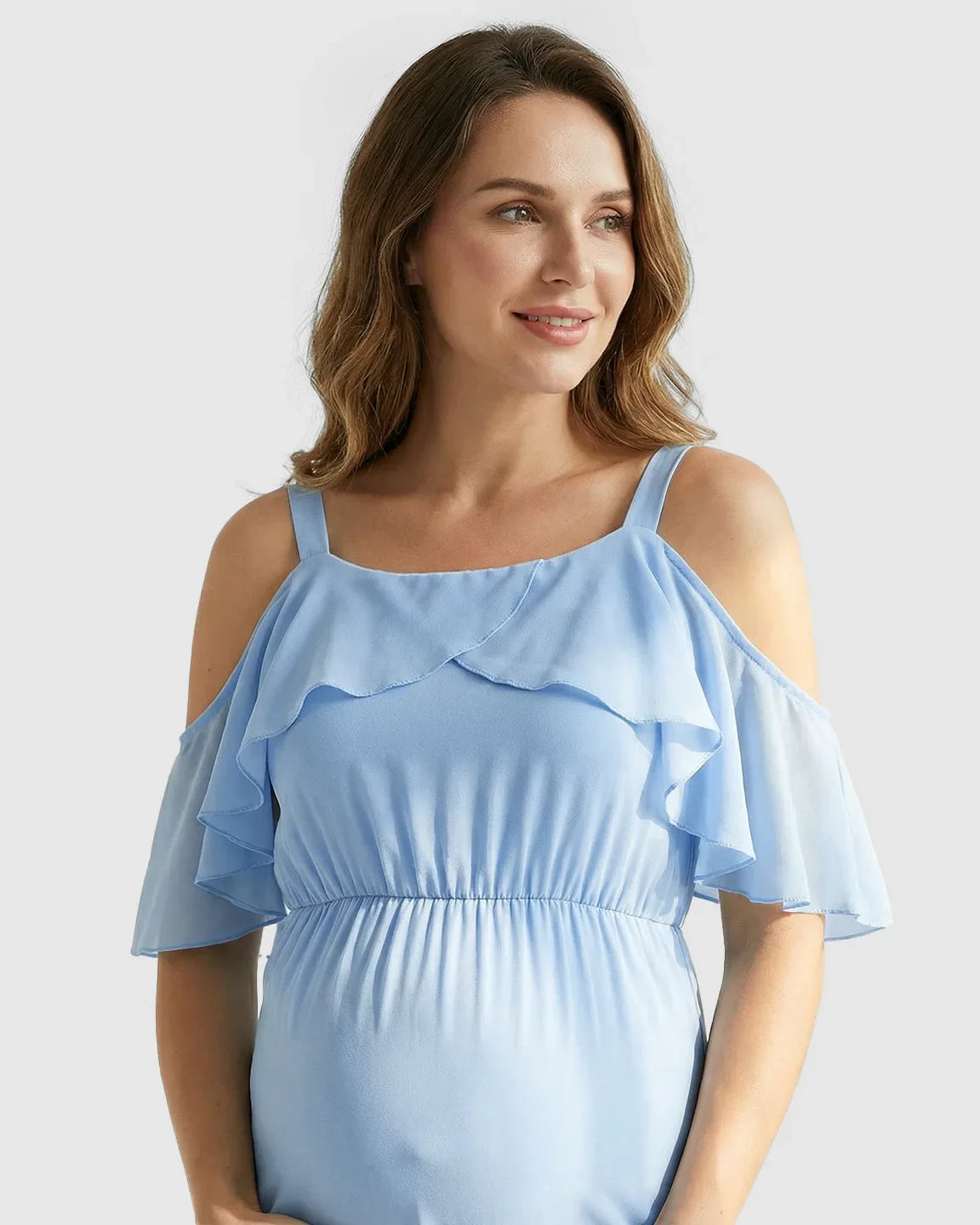 Bump Society – The Comfort Collection: Off-Shoulder Mermaid Trail Maternity Photoshoot Dress