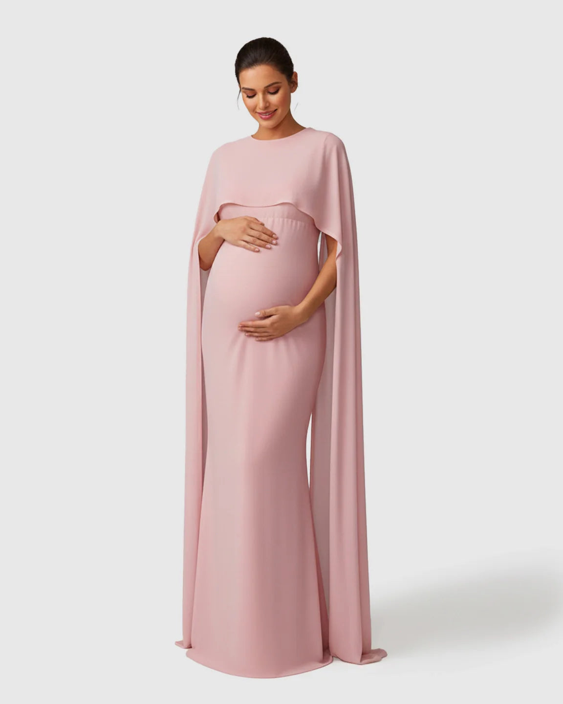 Bump Society – The Comfort Collection: Waterfall Sleeves Mermaid Fit Maternity Evening Gown