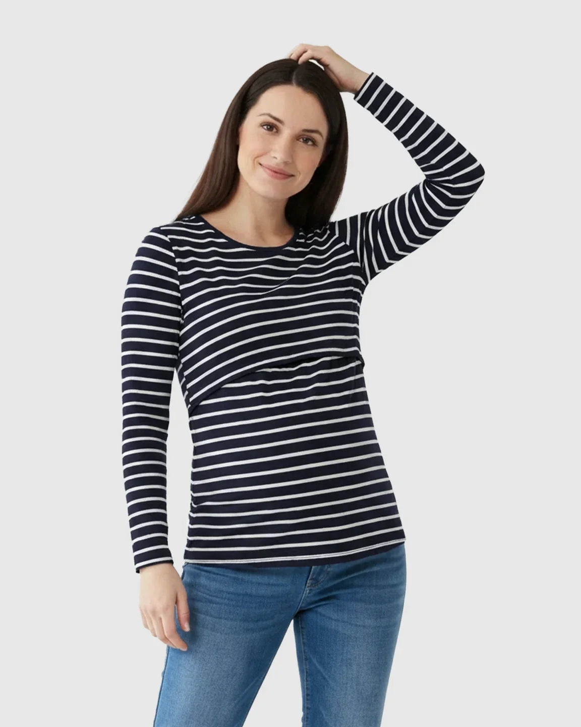 Bump Society – The Nursing Collection: Pull-Up Nursing Striped Maternity Top