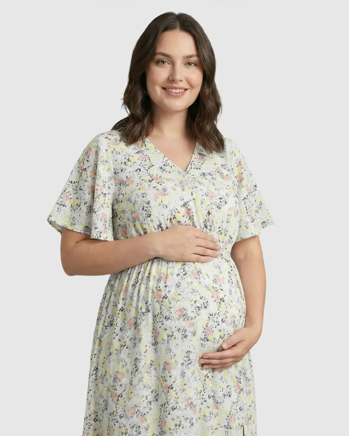 Bump Society – The Comfort Collection: Tencel Fabric Slitted Maternity Maxi Dress