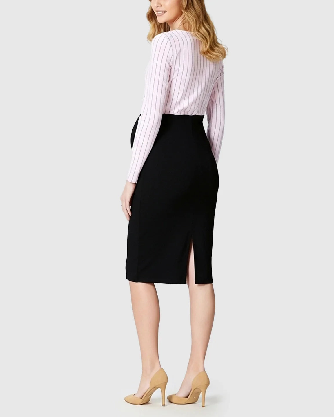 Bump Society – The Nursing Collection: Striped Top Bodycon Nursing Maternity Pencil Dress