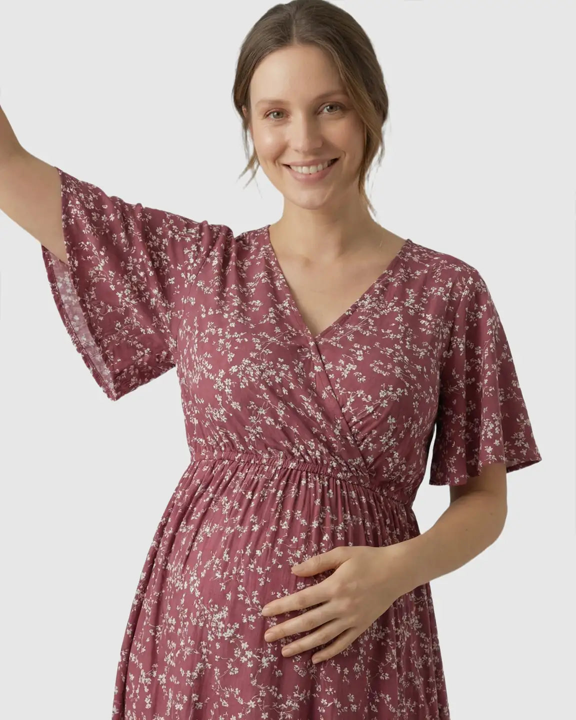Bump Society – The Comfort Collection: Waist-Cinching Bohemian Maternity Maxi Dress